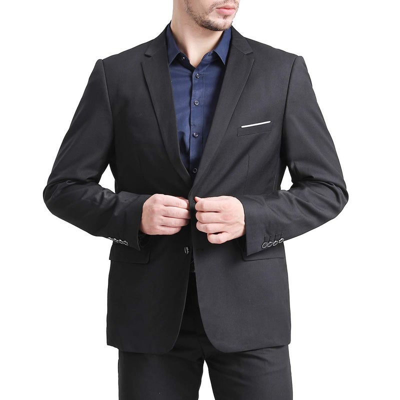 YFFUSHI Mens Slim Fit Blazer 2 Button Lightweight Sport Coat Jacket for Wedding Prom Party Dinner Black - Image 4
